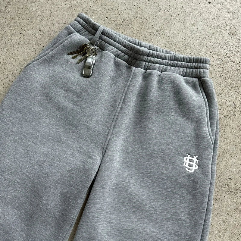 Autumn Drawstring Zipper Sweatpants Solid Color Casual High Street Hip-Hop