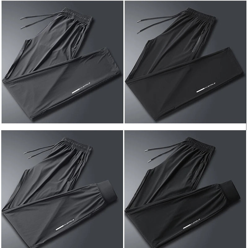 High Quality Ice Silk Pants For Men's Summer Slim Casual New Loose High Elasticity Quick Drying Outdoor Running Casual Pants