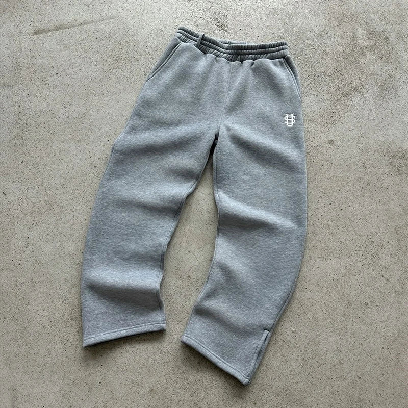 Autumn Drawstring Zipper Sweatpants Solid Color Casual High Street Hip-Hop